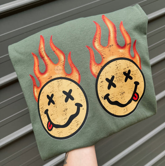 Flaming Smiley Tee